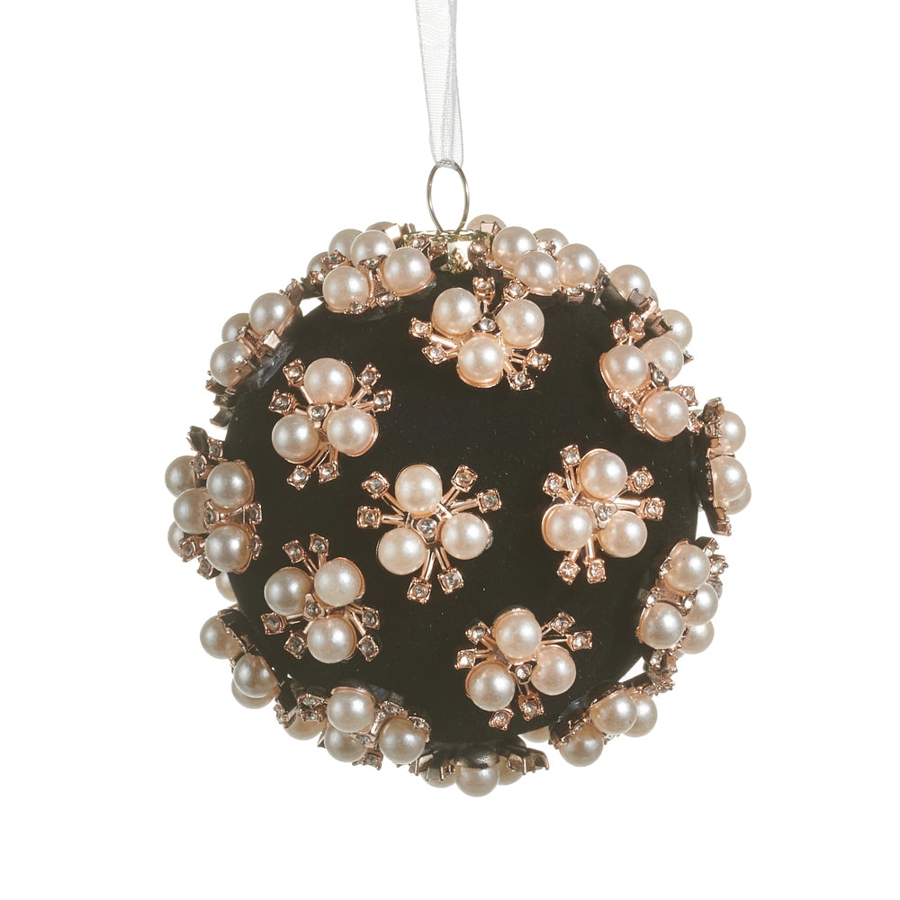 Pearl Clustered Black Ball Ornament
