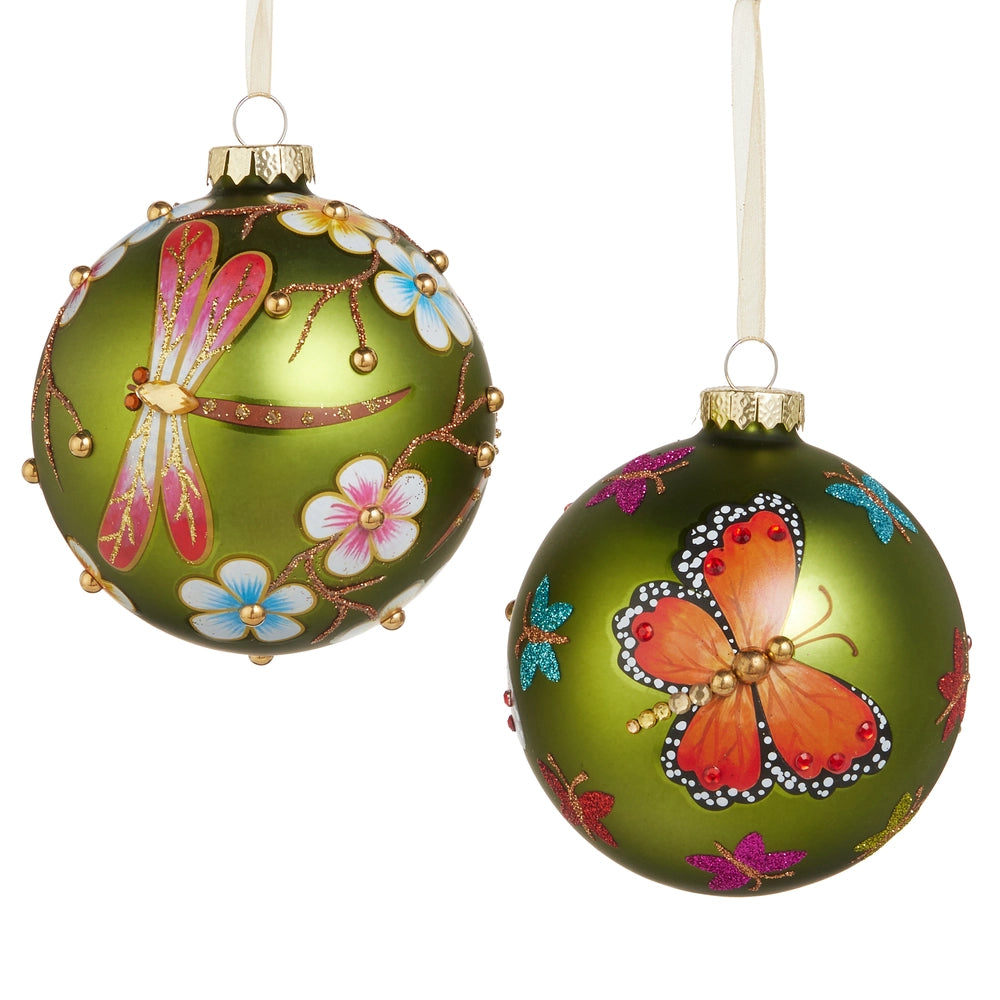 Floral and Flutter Ball Ornament