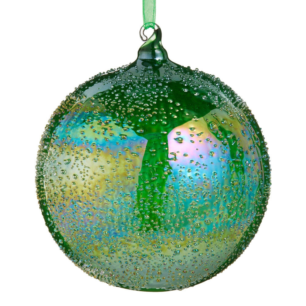 Iridescent Miss Green Textured Ball Ornament