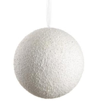 Glittered Ball Ornament - 8" White