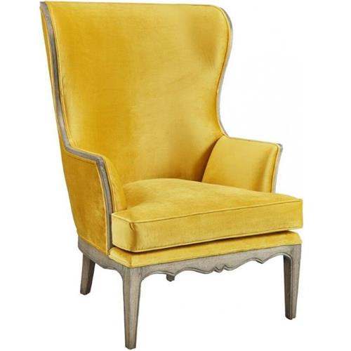 Citron Velvet Wingback Chair