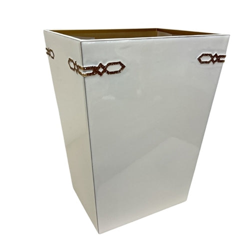 Wastebasket - Pearl White with Gold Details