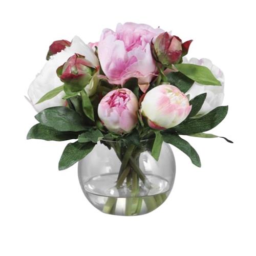 Peonies in Glass Vase