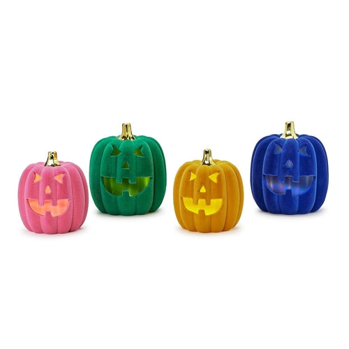 Flocked Jack O' Lanterns, 4 Colors