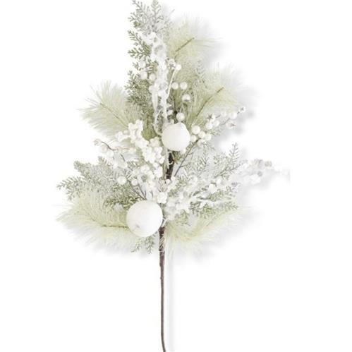 Frosted Sea Green Branch w/ White Berries