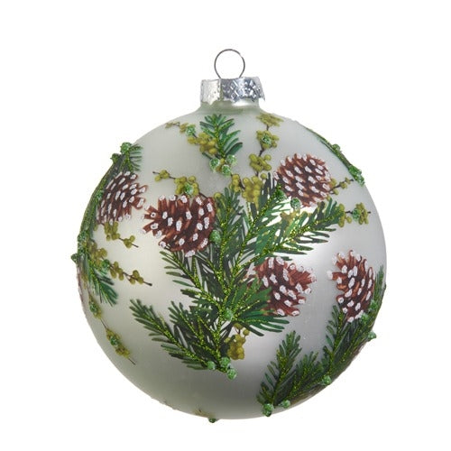 Evergreen and Pine Cone Ball Ornament