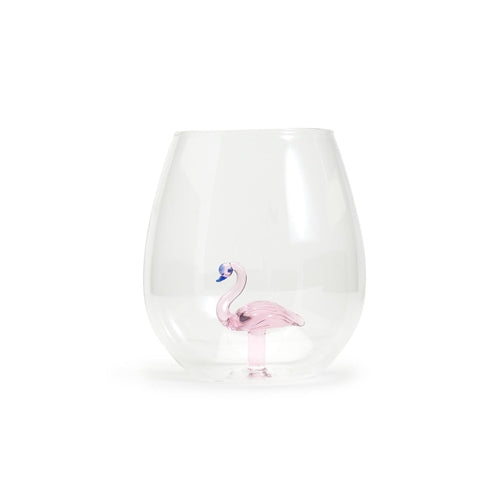 Stemless Flamingo Wine Glass