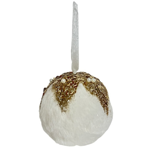 Ball Ornament - Fur and Sequin