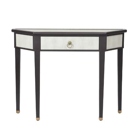 Ivory Faux Shagreen and Black Veneer Console