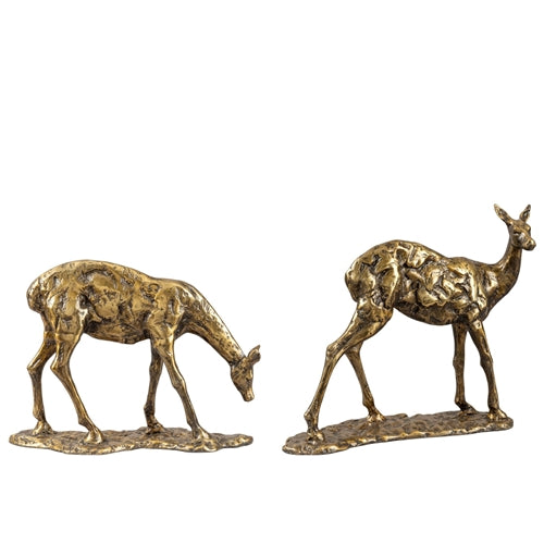 Antiqued Gold Deer Sculpture, 2 Style Options