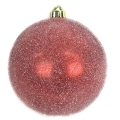 Sugar Frosted Ball Ornament - Red