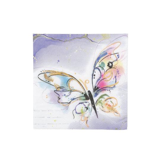 Cocktail Napkins - Purple Watercolor Butterfly