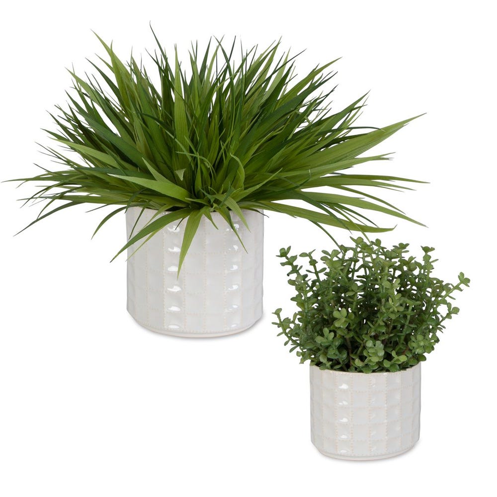White Ceramic Potted Greenery, 2 sizes