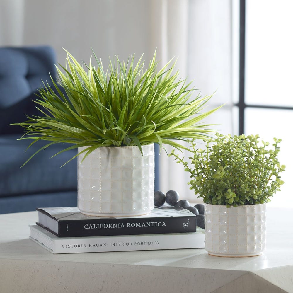 White Ceramic Potted Greenery, 2 sizes