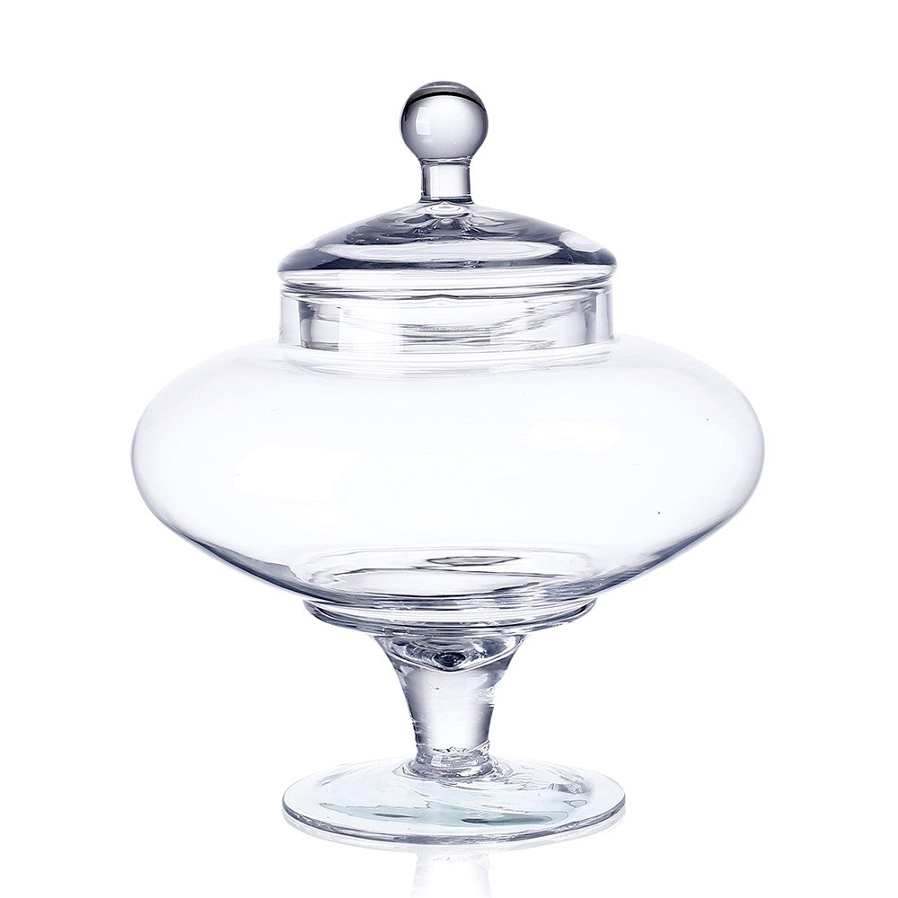 Clear Hand-Blown Apothecary Glass Jar with Finial Lid