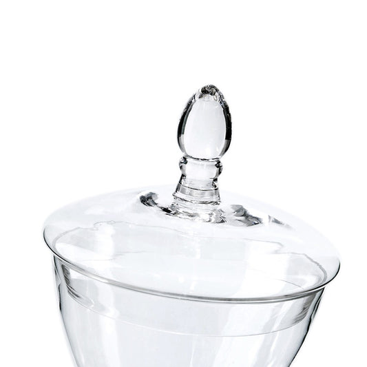 Clear Hand-Blown Glass Jar with Finial Lid