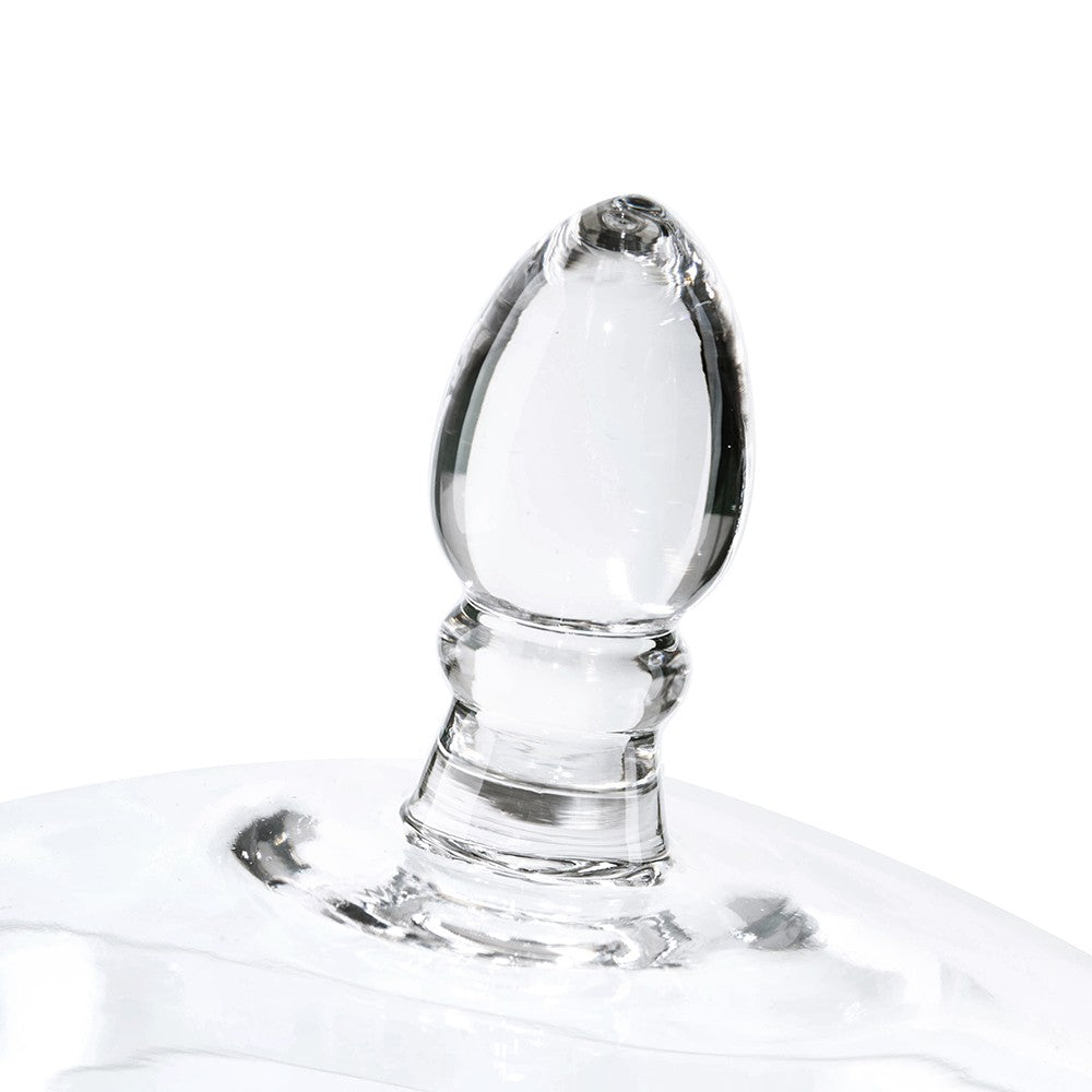 Clear Hand-Blown Glass Jar with Finial Lid