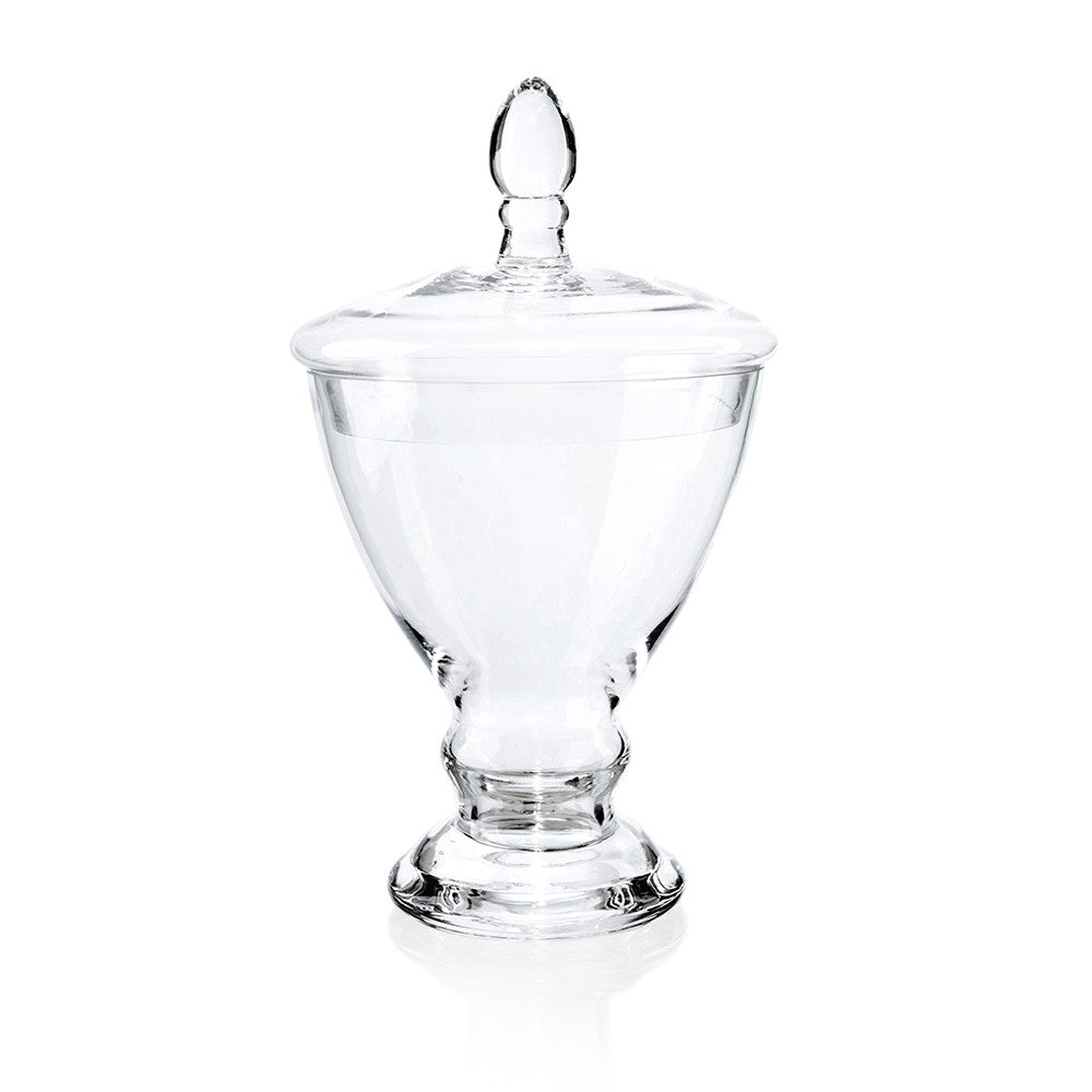 Clear Hand-Blown Glass Jar with Finial Lid