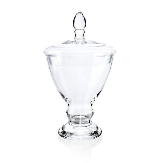 Clear Hand-Blown Glass Jar with Finial Lid