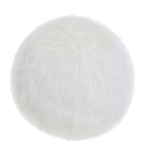 Ball Pillow - White Faux Fox Hair