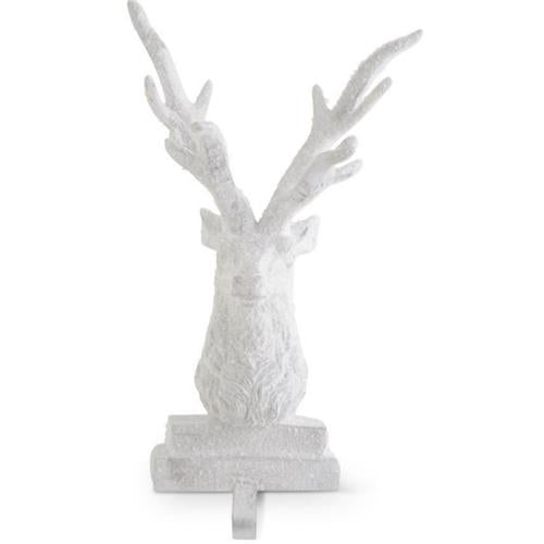 White Glitter Deer Stocking Holder