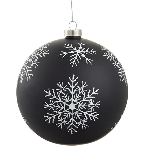 Black & White Snowflake Glass Ball Ornament, 6"