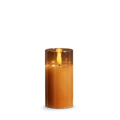 Amber Glass Battery Powered Candle - 2" x 4"