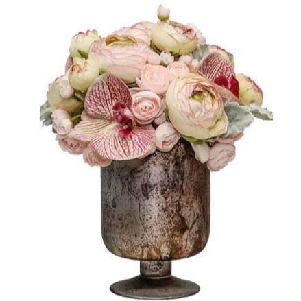 Blush Florals in Antiqued Vase