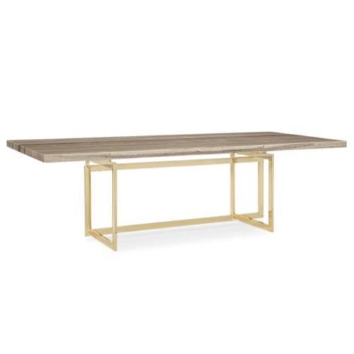 Gray Sandstone/Gold Metal Base Dining Table 100x44