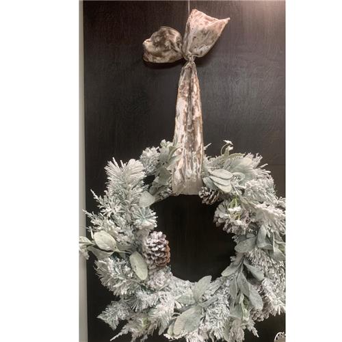 Custom - Frosted Pine and Lambear Wreath w/ Pinecones