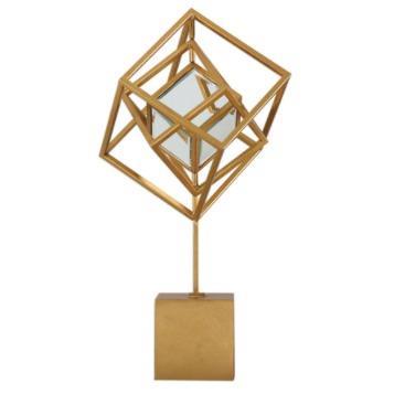 Gold Geometric Sculpture on Stand