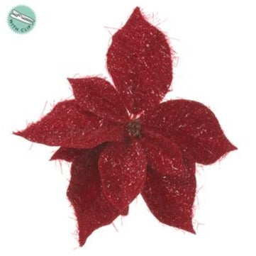 Metallic Red Poinsettia With Clip