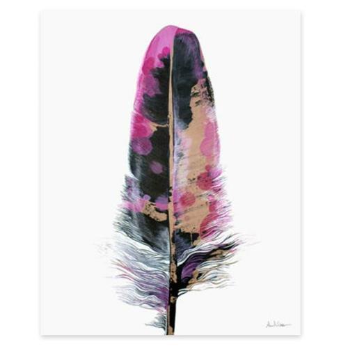 Pink and Gold Feather with Frame 24x30