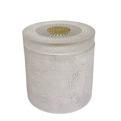 Floral Engraving Cylinder Canister with Lid