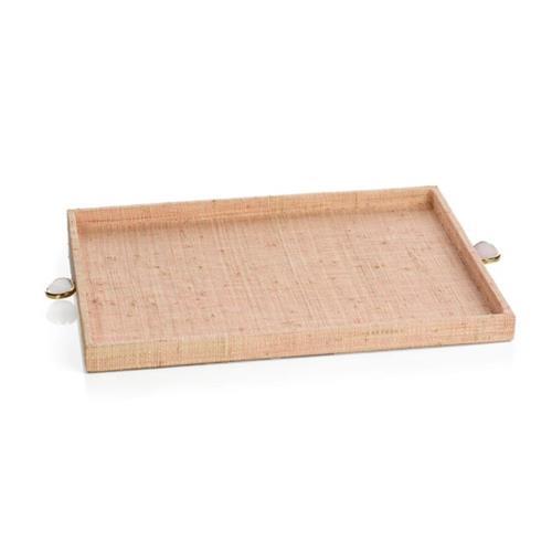 Raffia Blush Tray with Stone Handles