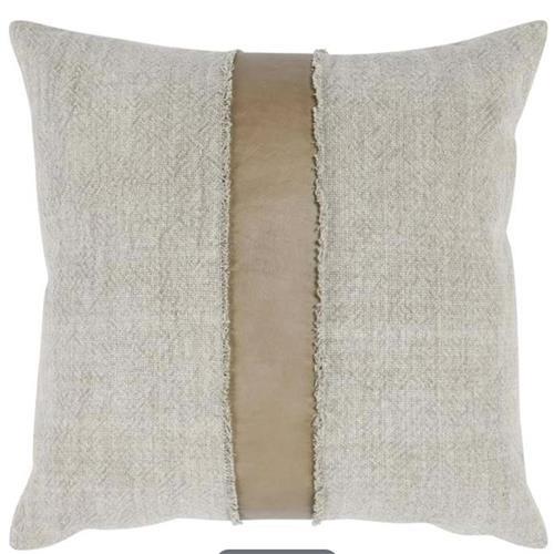 Linen Pillow with Leather Band