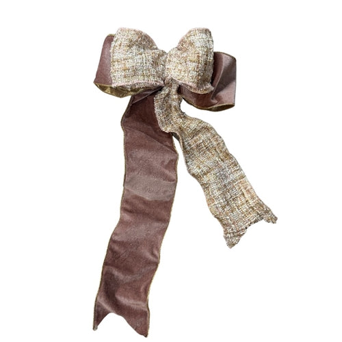 Dusty Pink Boucle Double Bow