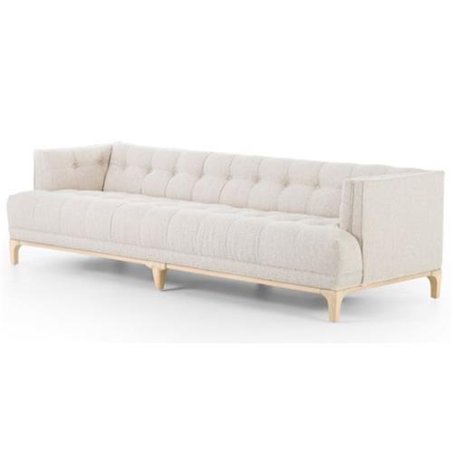 Taupe and Natural Tufted Sofa