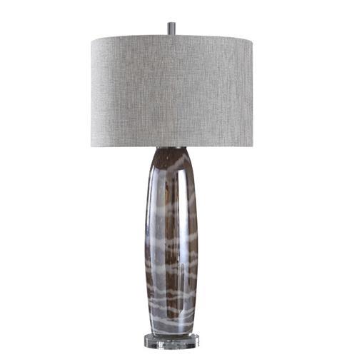 Charcoal Glass with Crystal Base Table Lamp