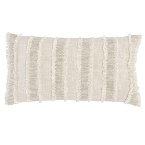 Ivory Fringe Stripe Pillow