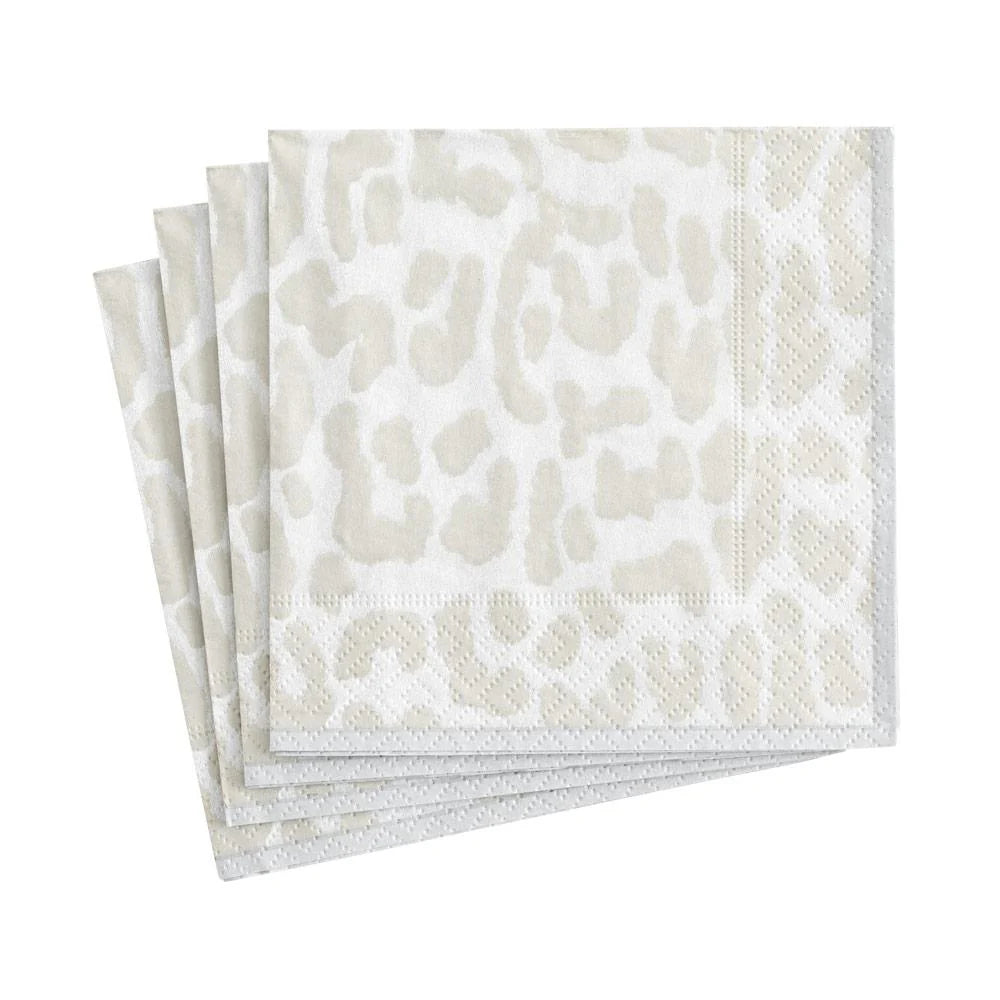 Cocktail Napkins - Grey Leopard Print