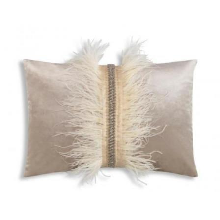 Champagne Pillow w/ Feather Beaded Band