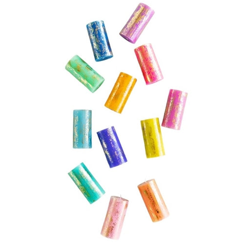 Rainbow Pillar Candles, 12 Asst, 6"