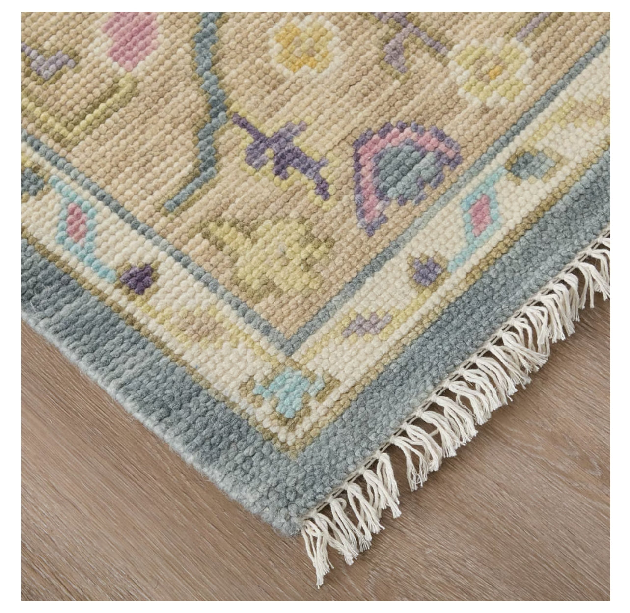 Karina Blue & Beige Hand Knotted Wool Rug, 3'-6" x 5'-6"