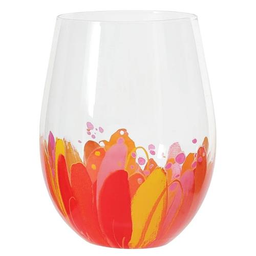 Stemless Multicolor Wine Glass - Orange & Red