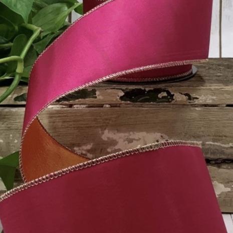 Taffeta Double Sided Ribbon - Hot Pink/Orange