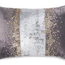 Charcoal Embellished Velvet Pillow