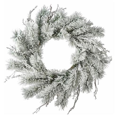 Flocked Pine and Twig Wreath