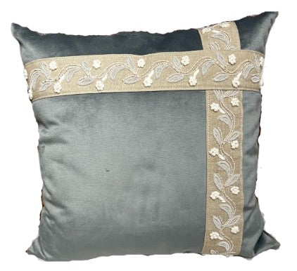 Blue Velvet Pillow w/ Offset Tape