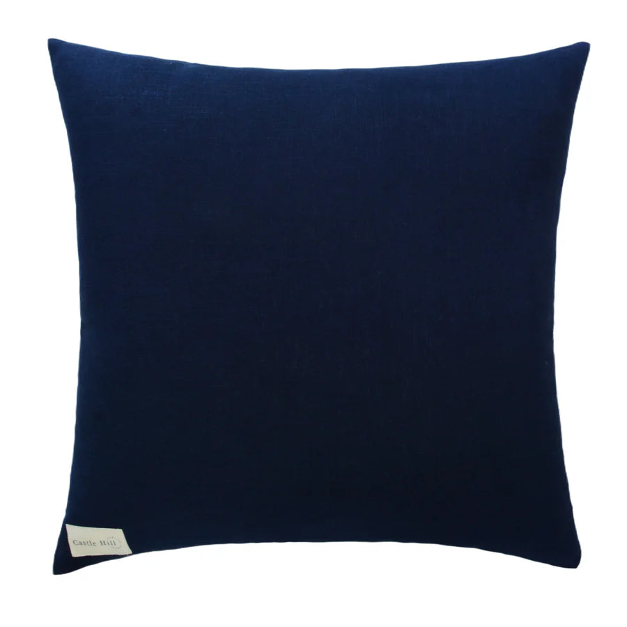 Navy Linen Blend Throw Pillow